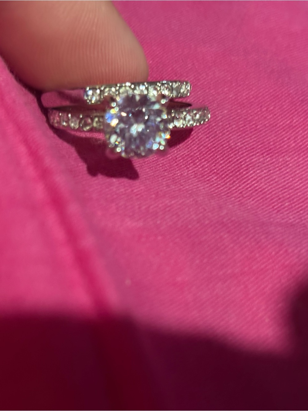 Classic Silver-Tone Cubic Zirconia Bridal Ring Set